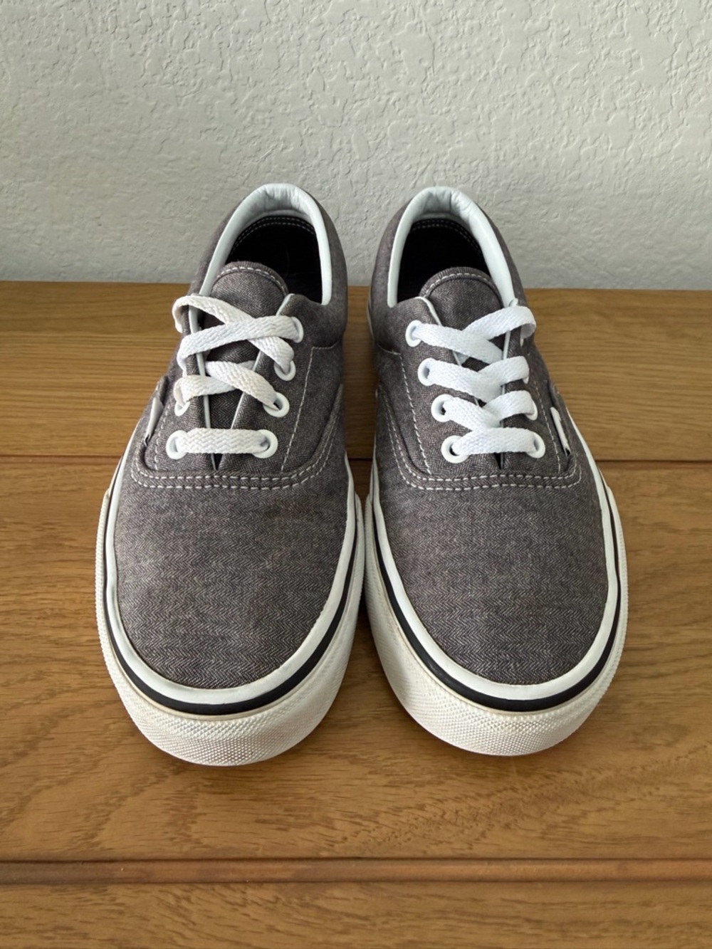 Vans Gray Canvas Low-Top Sneakers with White Trim